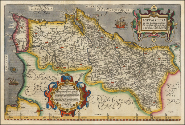 38-Portugal Map By Abraham Ortelius