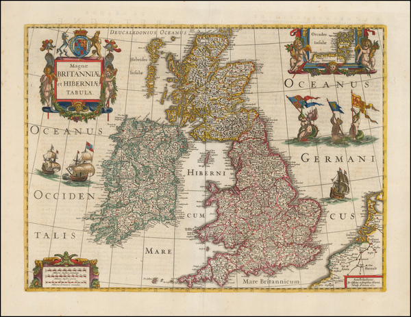 64-British Isles Map By Henricus Hondius