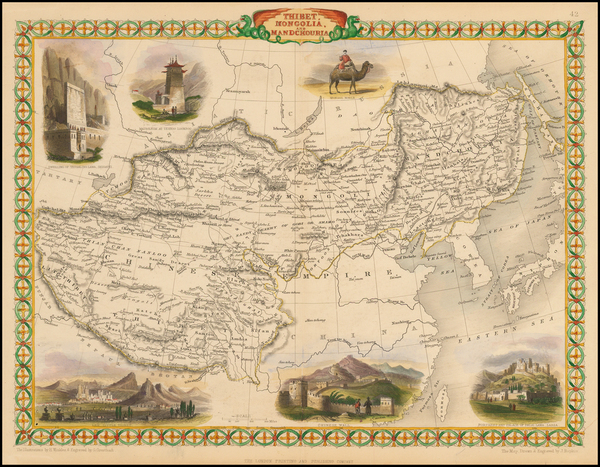 3-China, India, Central Asia & Caucasus and Russia in Asia Map By John Tallis