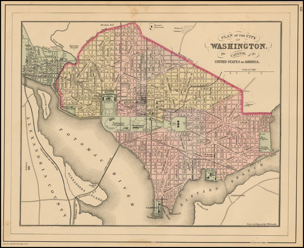 96-Mid-Atlantic and Washington, D.C. Map By Samuel Augustus Mitchell Jr.