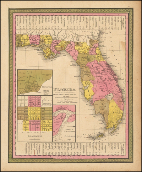 67-Florida Map By Samuel Augustus Mitchell