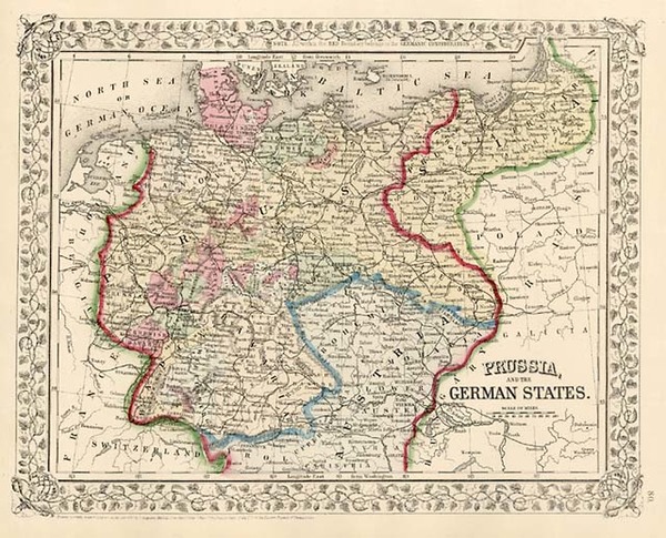 22-Europe, Poland, Baltic Countries and Germany Map By Samuel Augustus Mitchell Jr.