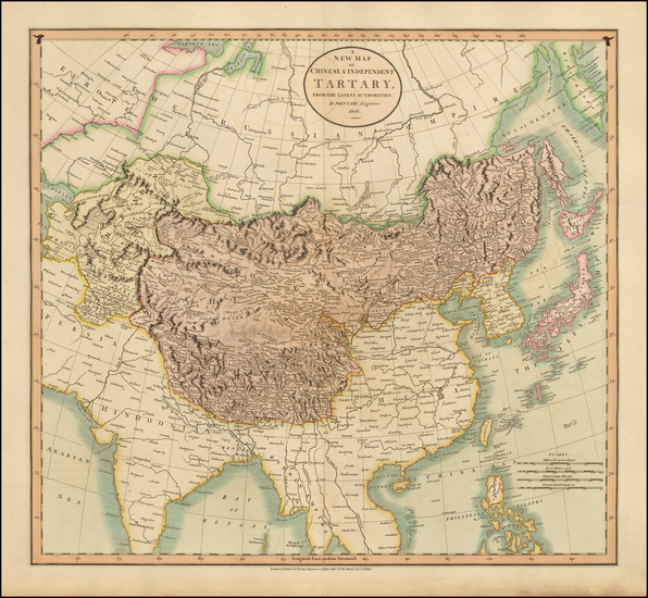 36-China, Korea, Central Asia & Caucasus and Russia in Asia Map By John Cary