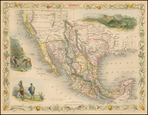 32-Texas, Southwest, Rocky Mountains, Mexico and California Map By John Tallis