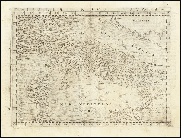 51-Italy Map By Giacomo Gastaldi