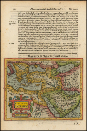 28-Turkey, Mediterranean, Middle East and Turkey & Asia Minor Map By Jodocus Hondius / Samuel 