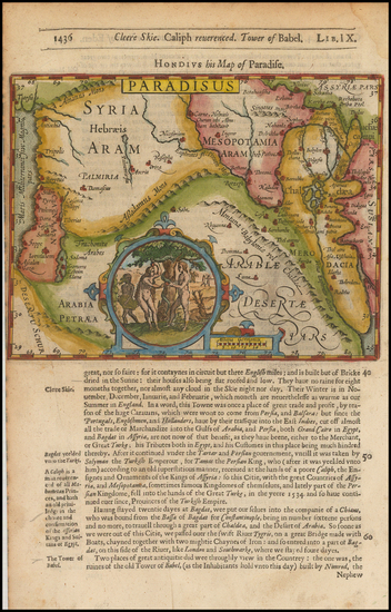 9-Middle East, Holy Land and Arabian Peninsula Map By Jodocus Hondius / Samuel Purchas