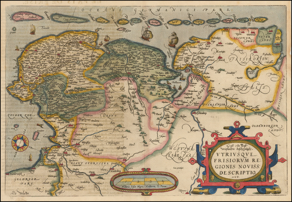 85-Netherlands Map By Abraham Ortelius