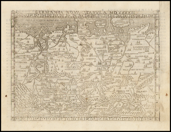 53-Netherlands, Poland, Hungary, Baltic Countries, Scandinavia and Germany Map By Giacomo Gastaldi