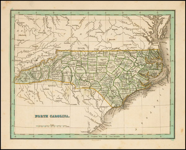 54-Southeast Map By Thomas Gamaliel Bradford