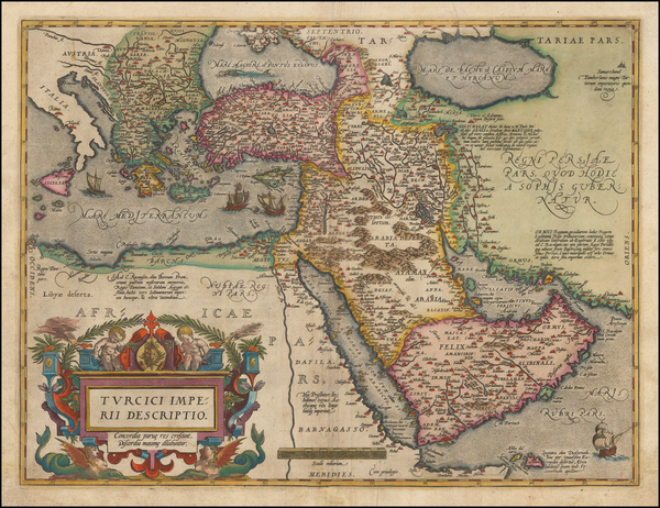 18-Turkey, Mediterranean, Middle East and Turkey & Asia Minor Map By Abraham Ortelius