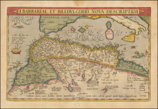 3-Mediterranean, North Africa and Balearic Islands Map By Abraham Ortelius