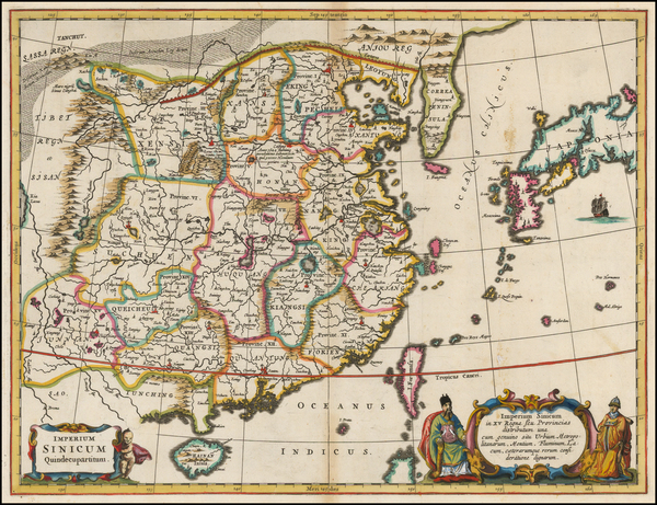 49-China, Japan and Korea Map By Athanasius Kircher