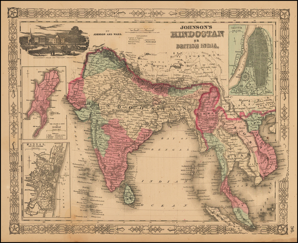 48-India and Southeast Asia Map By Benjamin P Ward  &  Alvin Jewett Johnson