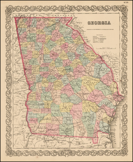 38-Southeast and Georgia Map By G.W.  & C.B. Colton