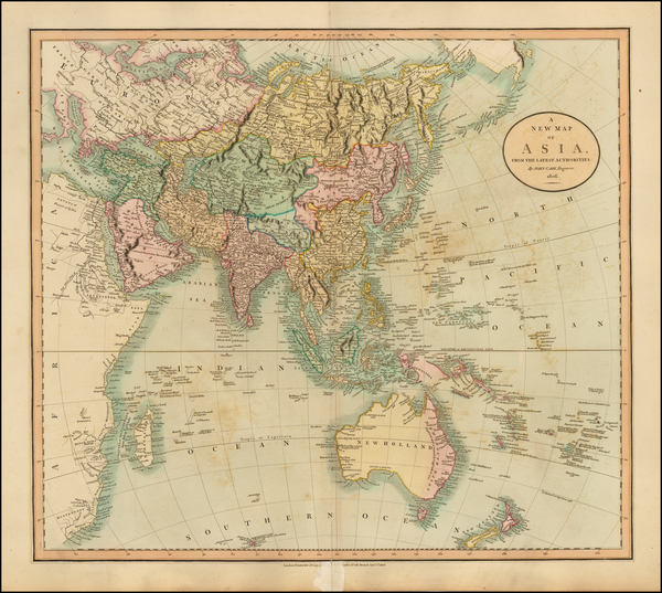 82-Asia, Asia, Australia & Oceania and Oceania Map By John Cary