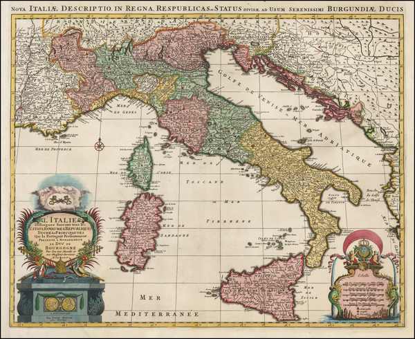 4-Italy Map By Johannes Covens / Alexis-Hubert Jaillot / Pierre Mortier