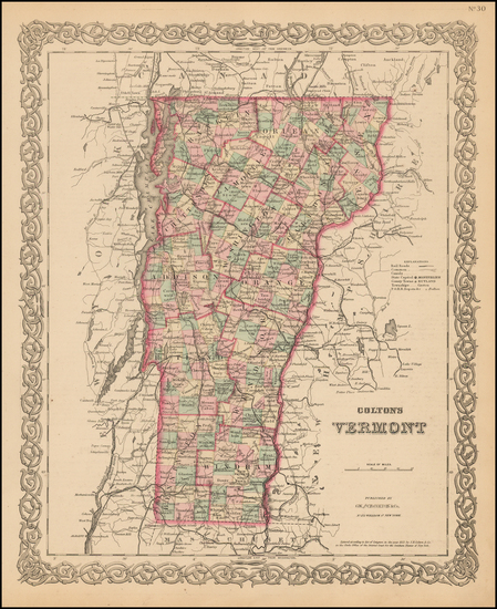 70-New England Map By G.W.  & C.B. Colton