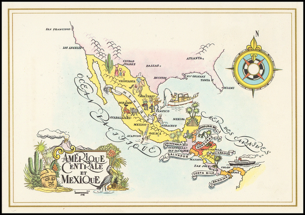 58-Mexico and Central America Map By Pan American World Airways