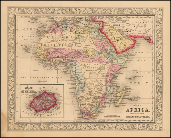 88-Africa Map By Samuel Augustus Mitchell Jr.