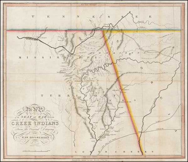 72-South, Mississippi, Southeast and Georgia Map By John Melish