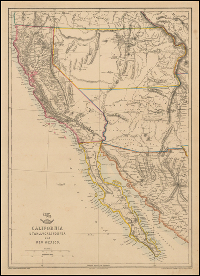 90-Southwest, Rocky Mountains, Baja California and California Map By Theodore Ettling / Weekly Dis