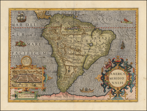 54-South America Map By Jodocus Hondius