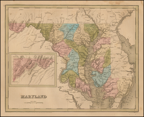 95-Mid-Atlantic and Maryland Map By Thomas Gamaliel Bradford