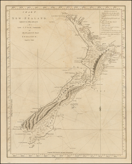 31-New Zealand Map By James Cook