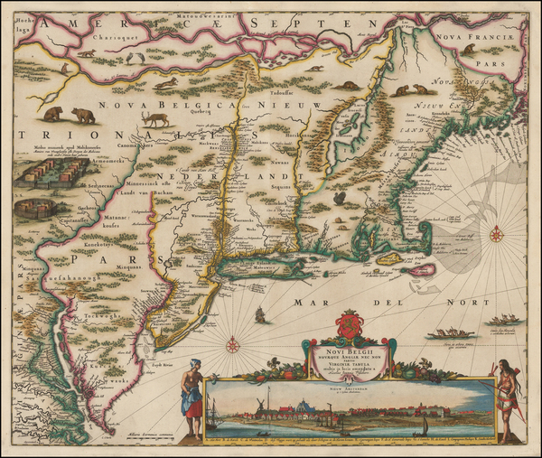 80-New England, Mid-Atlantic and Canada Map By Nicolaes Visscher I