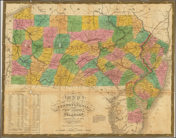 100-Mid-Atlantic and Pennsylvania Map By Samuel Augustus Mitchell