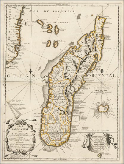 18-African Islands, including Madagascar Map By Vincenzo Maria Coronelli