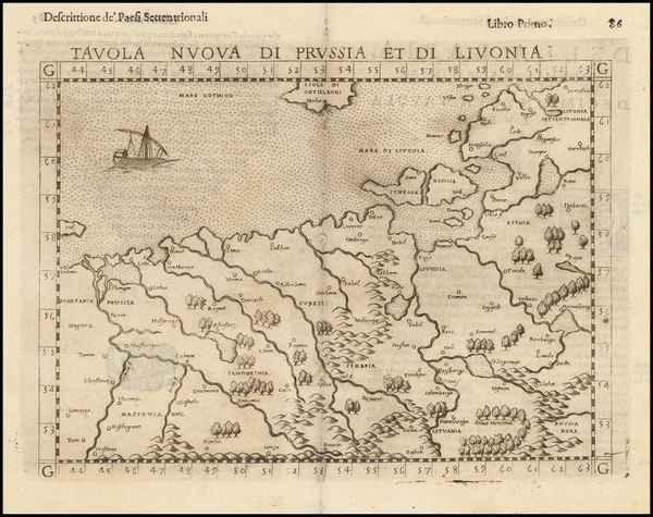 29-Poland, Baltic Countries and Germany Map By Girolamo Ruscelli