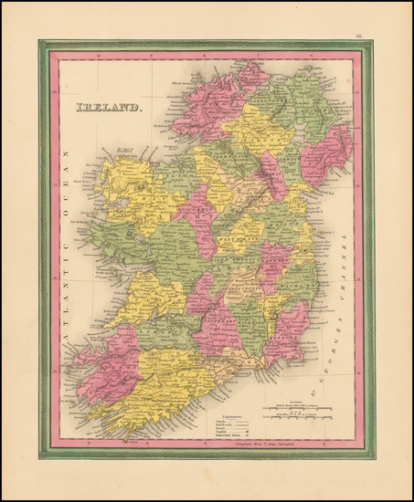 38-Ireland Map By Samuel Augustus Mitchell