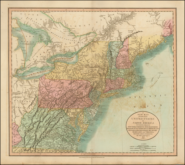 62-New England, Mid-Atlantic and Midwest Map By John Cary