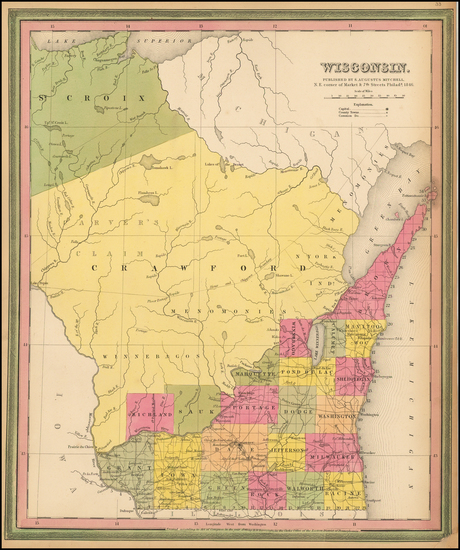 14-Midwest Map By Samuel Augustus Mitchell