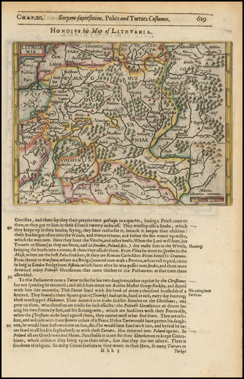 46-Poland, Russia and Baltic Countries Map By Jodocus Hondius / Samuel Purchas