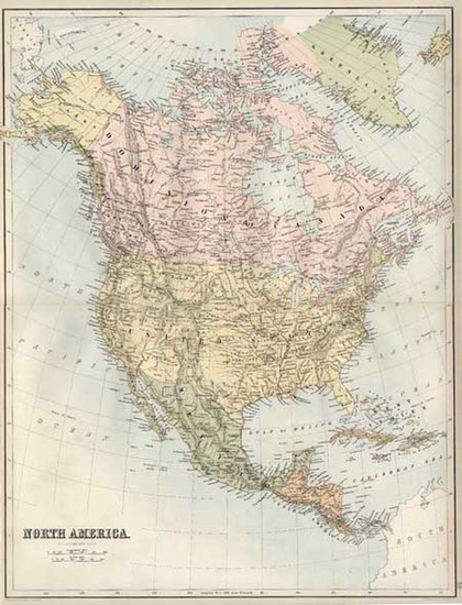 96-North America Map By Adam & Charles Black