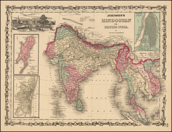 18-India and Southeast Asia Map By Alvin Jewett Johnson  &  Ross C. Browning