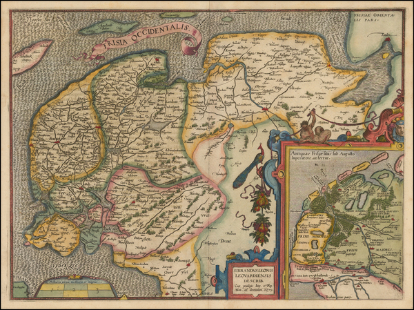 16-Netherlands Map By Abraham Ortelius