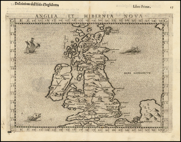 33-British Isles Map By Girolamo Ruscelli