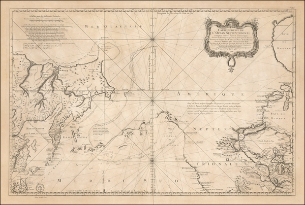 59-Polar Maps, Alaska, Russia in Asia, California and Canada Map By Jacques Nicolas Bellin