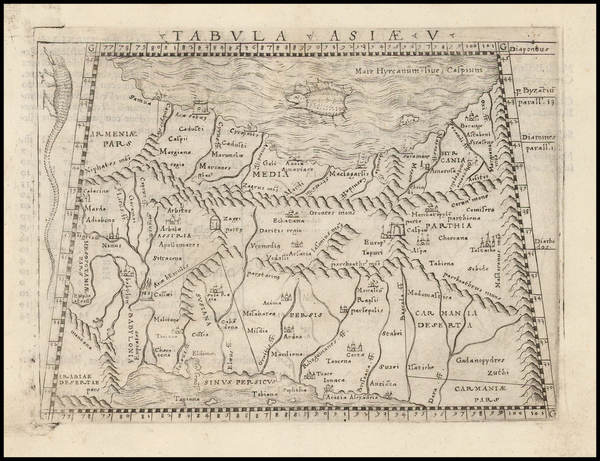 24-Middle East and Turkey & Asia Minor Map By Giacomo Gastaldi