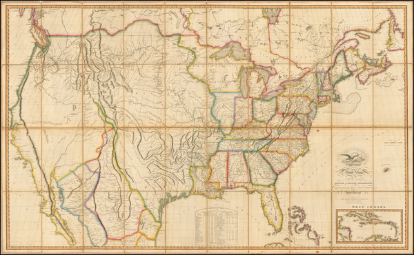 54-United States and Midwest Map By John Melish