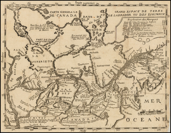 67-Midwest, Plains and Canada Map By Baron de Lahontan