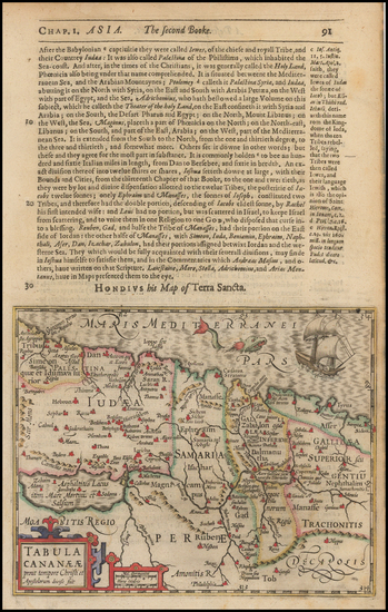 87-Middle East and Holy Land Map By Jodocus Hondius / Samuel Purchas