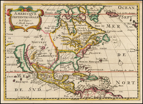 3-North America Map By Nicolas Sanson