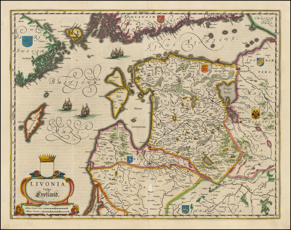 36-Baltic Countries Map By Willem Janszoon Blaeu