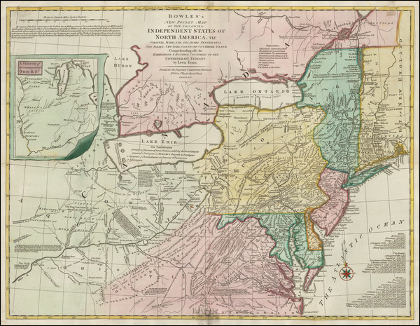 65-United States, Mid-Atlantic and Midwest Map By Carington Bowles / Lewis Evans