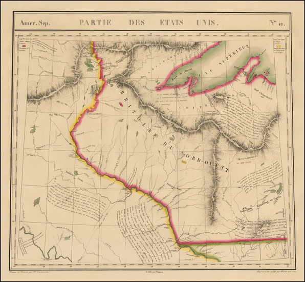 49-Midwest, Minnesota, Wisconsin and Plains Map By Philippe Marie Vandermaelen